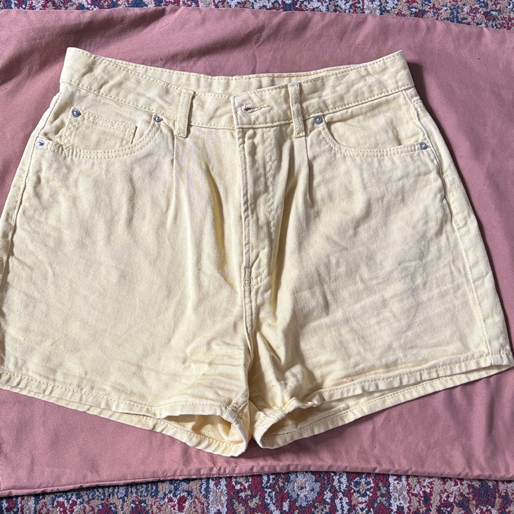 H&M Light Yellow High Waist Shorts